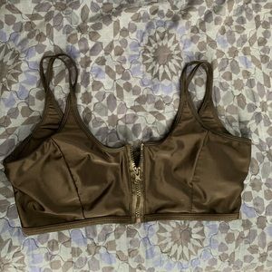 black zipper swim top